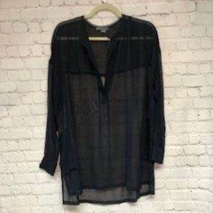 Vince See Through Blouse, Navy Blue